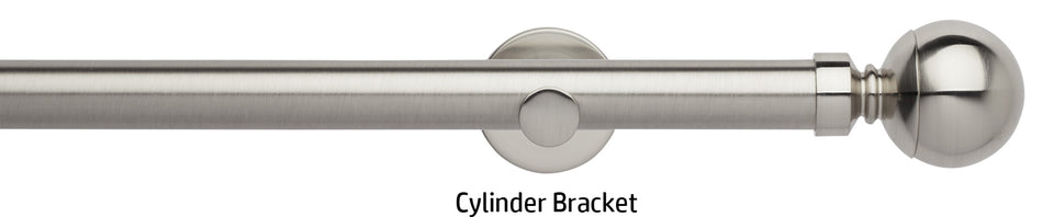 Neo 28mm Eyelet Curtain Pole, Stainless Steel, Ball Finial