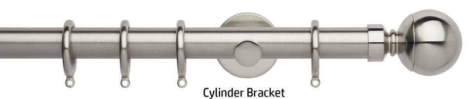 Neo 28mm Curtain Pole, Stainless Steel, Ball Finial