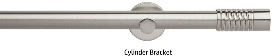 Neo 28mm Eyelet Curtain Pole, Stainless Steel, Wired Barrel Finial