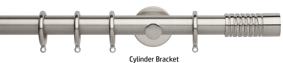 Neo 28mm Curtain Pole, Stainless Steel, Wired Barrel Finial