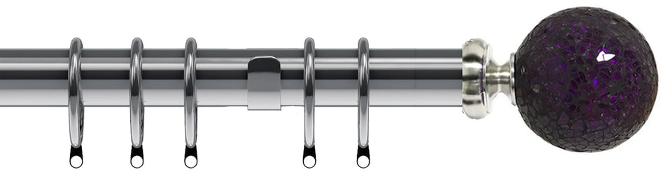 Speedy Poles Apart 28mm Curtain Pole, Satin Silver, Purple Mosaic