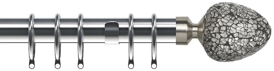 Speedy Poles Apart 28mm Curtain Pole, Satin Silver, Alexia Silver Mirror