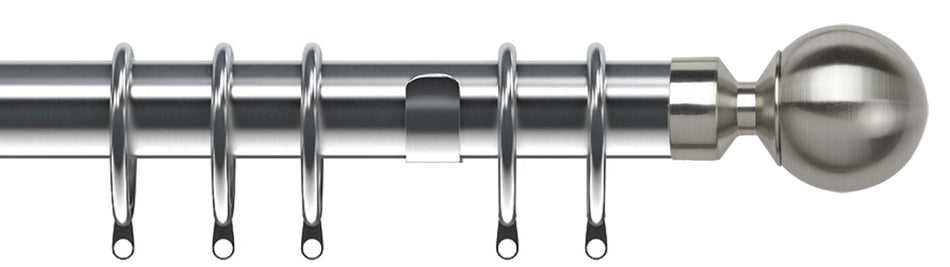Speedy Poles Apart 28mm Curtain Pole, Satin Silver, Ball