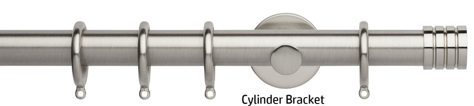 Neo 28mm Curtain Pole, Stainless Steel, Stud Finial