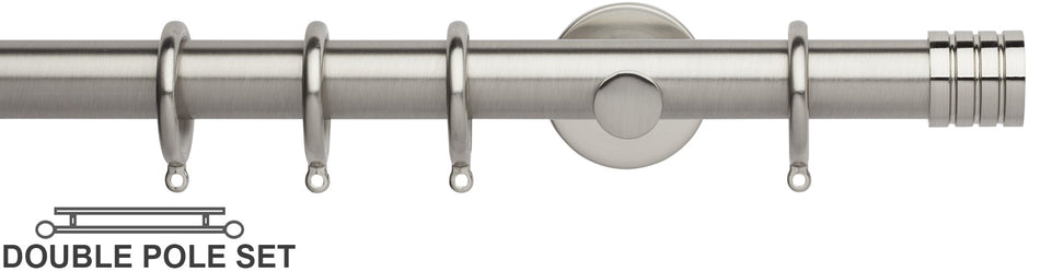 Neo 28mm Double Curtain Pole, Stainless Steel, Stud