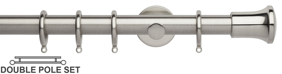 Neo 28mm Double Curtain Pole, Stainless Steel, Trumpet
