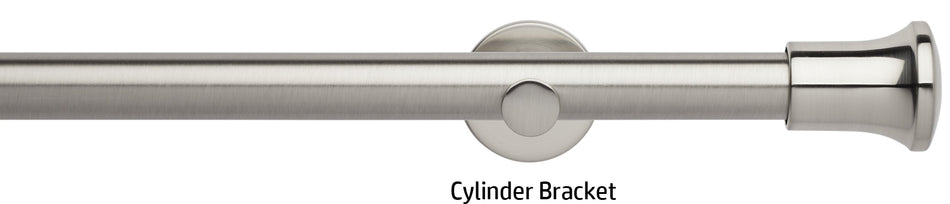 Neo 28mm Eyelet Curtain Pole, Stainless Steel, Trumpet Finial