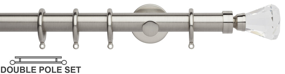 Neo Premium 28mm Double Curtain Pole, Stainless Steel, Faceted Trumpet