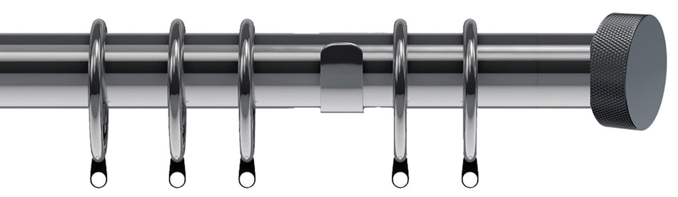 Speedy Poles Apart 28mm Curtain Pole, Polished Graphite, Liv