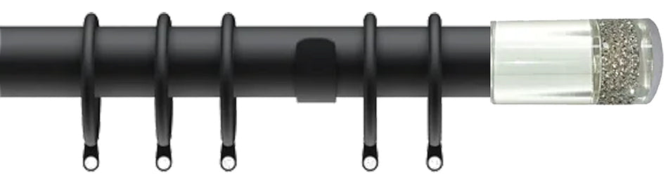 Speedy Poles Apart 28mm Curtain Pole, Matt Black, Diamante