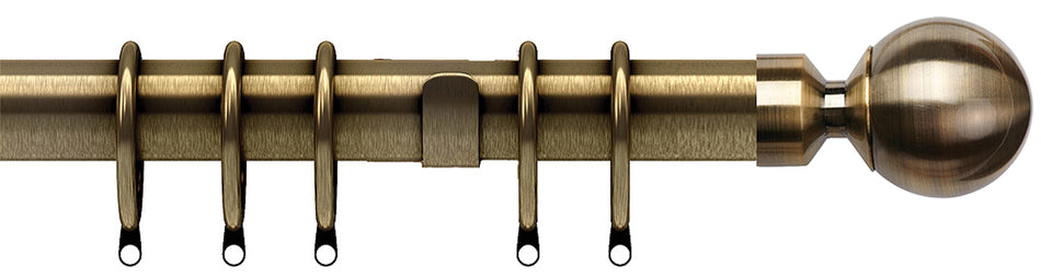 Speedy Poles Apart 28mm Curtain Pole, Antique Brass, Ball