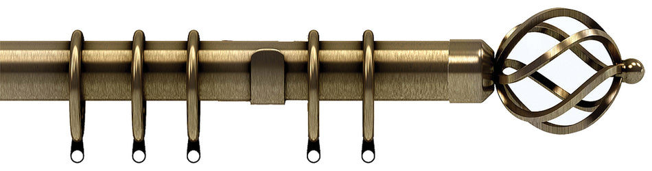 Speedy Poles Apart 28mm Curtain Pole, Antique Brass, Cage
