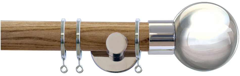 Jones Strand 35mm Wood Pole Light Oak, Chrome Ball