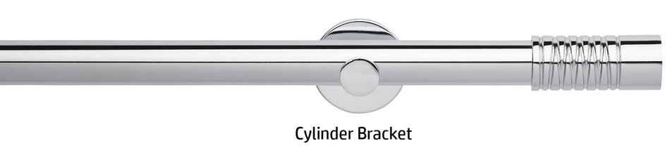 Neo 28mm Eyelet Curtain Pole, Chrome, Wired Barrel Finial