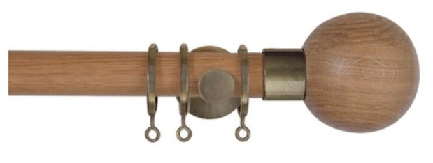Jones Lunar 28mm Oak Pole & Burnished Brass, Oak Sphere