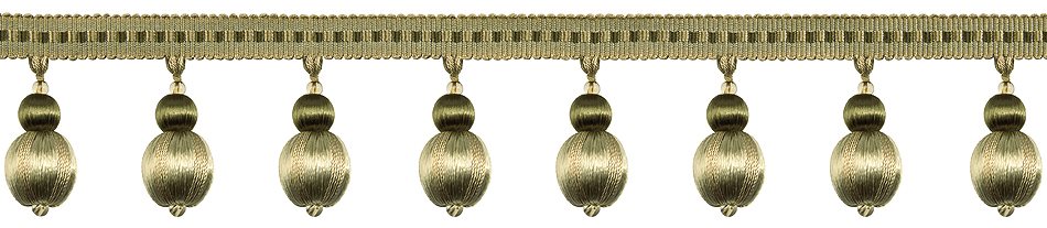 Hallis Antoinette Ball Fringe Trimming Olive