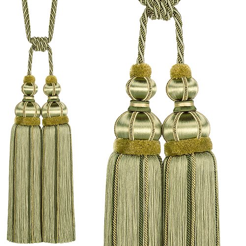 Hallis Antoinette Rope Double Tassel Tieback Olive