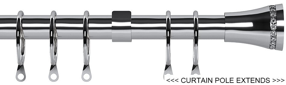 Speedy 16mm-19mm Extendable Pole Chrome, Diamante Trumpet