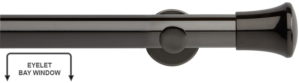 Neo 35mm Eyelet Bay Window Pole Black Nickel Trumpet