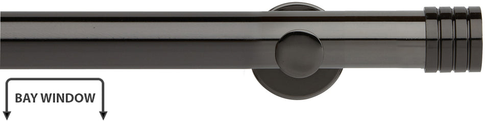 Neo 35mm Eyelet Bay Window Pole Black Nickel Stud