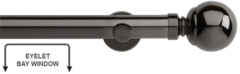 Neo 35mm Eyelet Bay Window Pole Black Nickel Ball