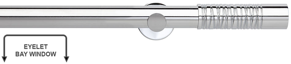 Neo Premium 35mm Eyelet Bay Window Pole Chrome Wired Barrel