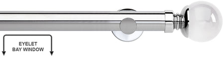 Neo Premium 35mm Eyelet Bay Window Pole Chrome Clear Glass Ball