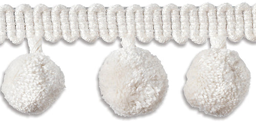 Troynorth Pom Pom Trim, 4cm, Pure White
