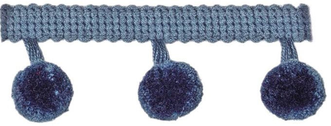 Troynorth Pom Pom Trim, 4cm, Denim
