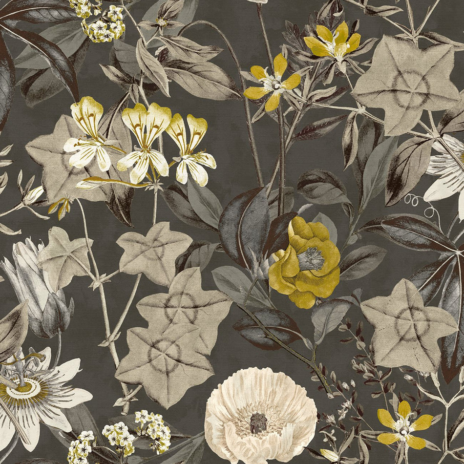 Clarke & Clarke Exotica Passiflora Charcoal Fabric