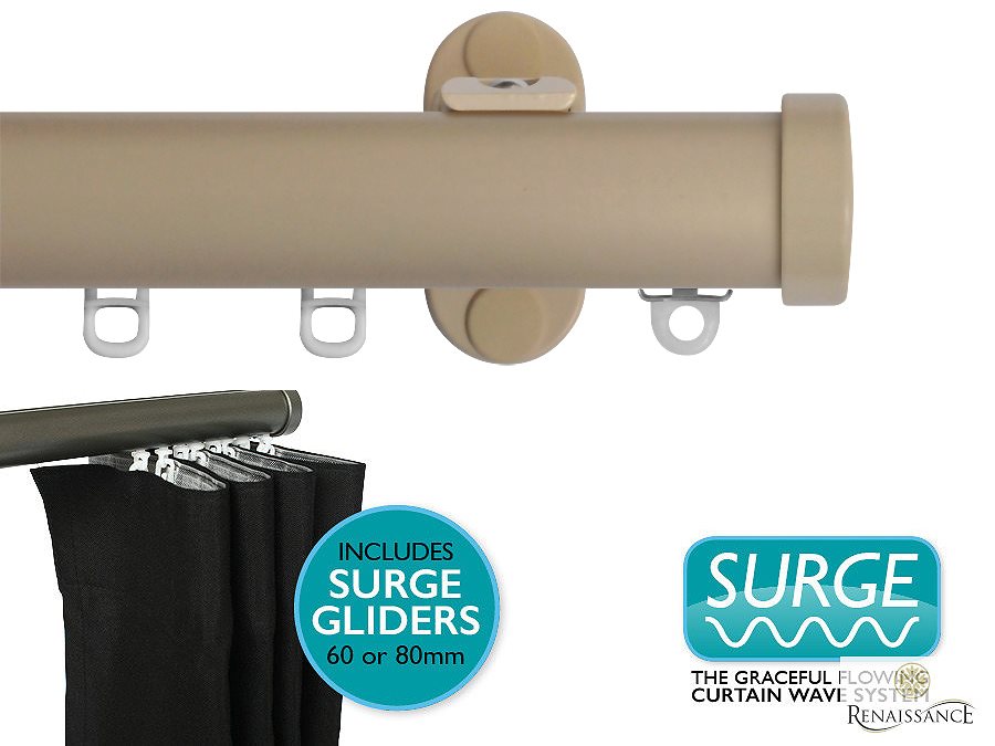 Renaissance 28mm Distinction Surge Metal Curtain Pole Country Cream, Endcap