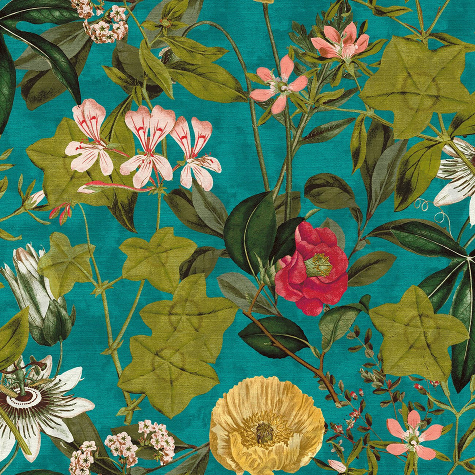 Clarke & Clarke Exotica Passiflora Kingfisher Fabric