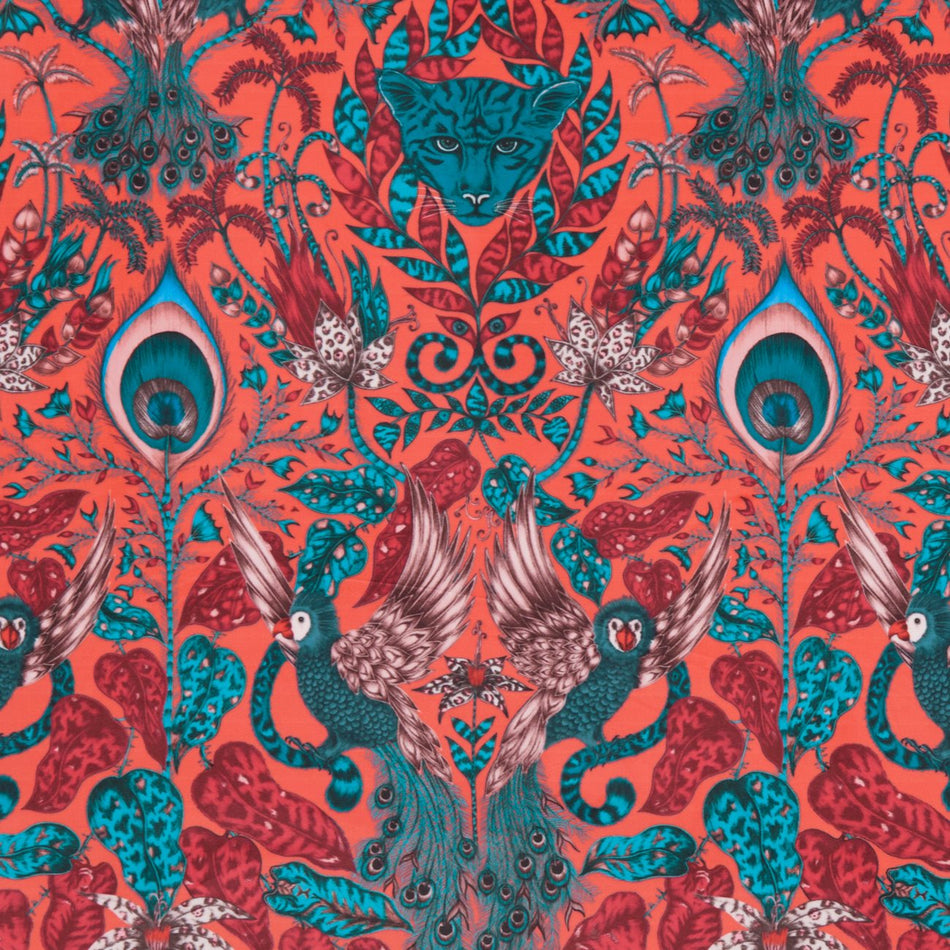 Clarke & Clarke Animalia Amazon Red Velvet Fabric