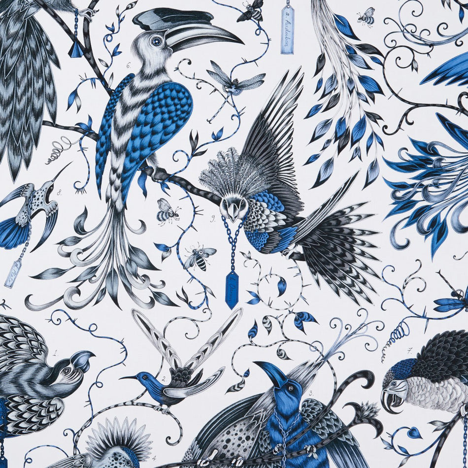 Clarke & Clarke Animalia Audubon Blue Fabric