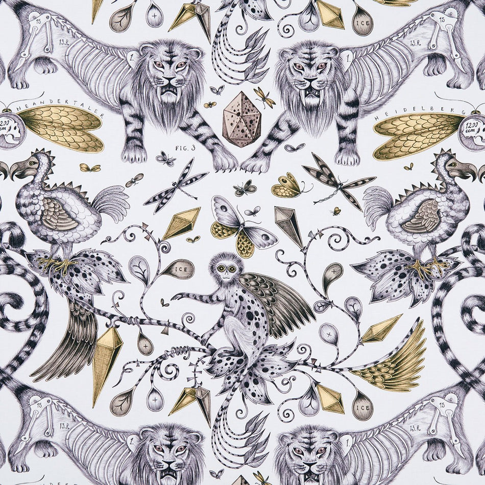 Clarke & Clarke Animalia Extinct Gold Fabric