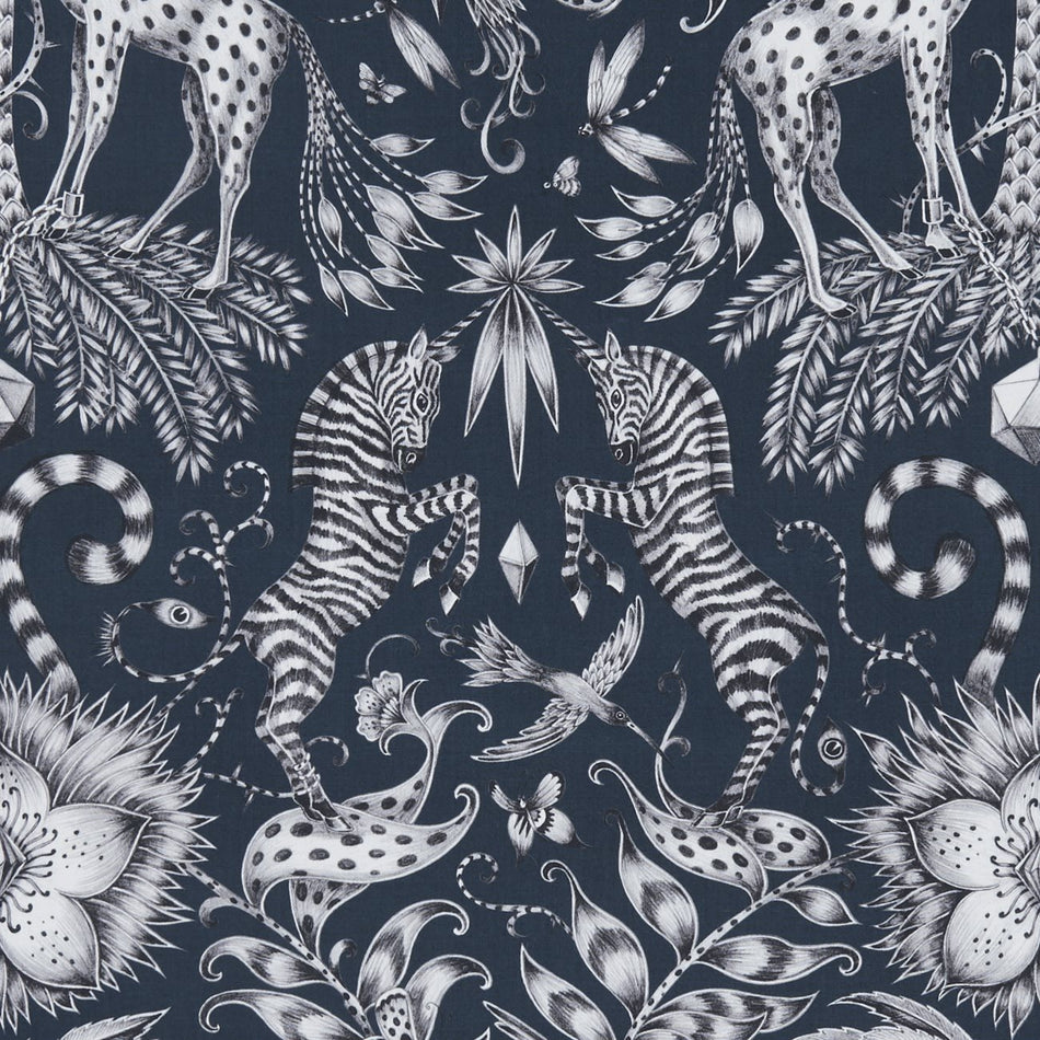 Clarke & Clarke Animalia Kruger Navy Fabric