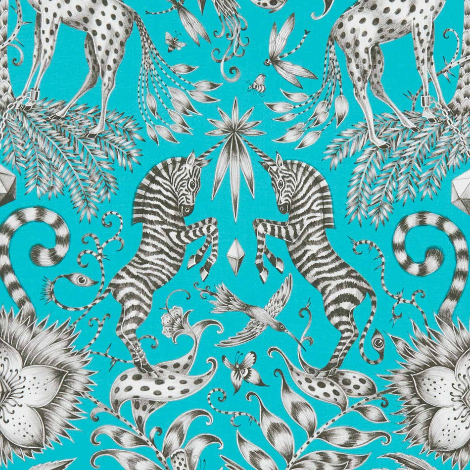 Clarke & Clarke Animalia Kruger Teal  Fabric