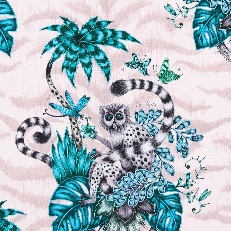 Clarke & Clarke Animalia Lemur Pink Fabric