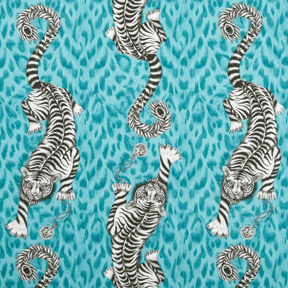 Clarke & Clarke Animalia Tigris Teal Fabric