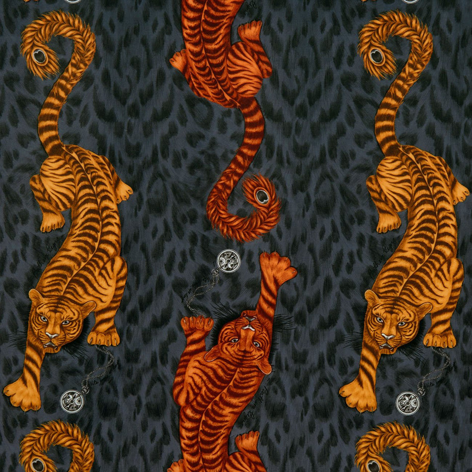 Clarke & Clarke Animalia Tigris Flame Velvet Fabric
