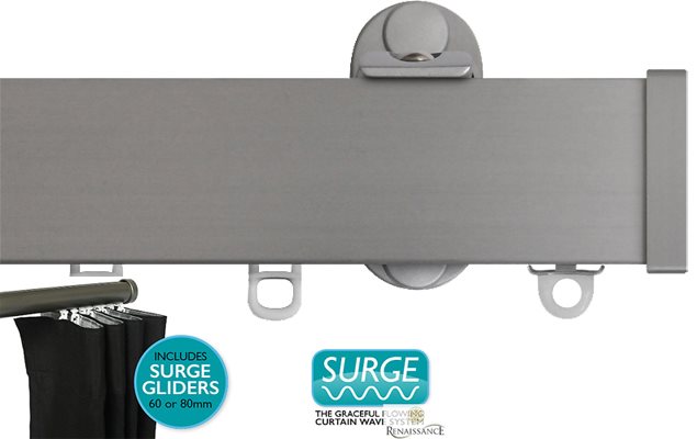 Renaissance Distinction 34mm Corded Flat Profile Curtain Track, Surge, Silver Sheen