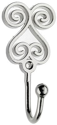 Swish Decorative Curtain Tieback Hook, Swirl, Satin Steel