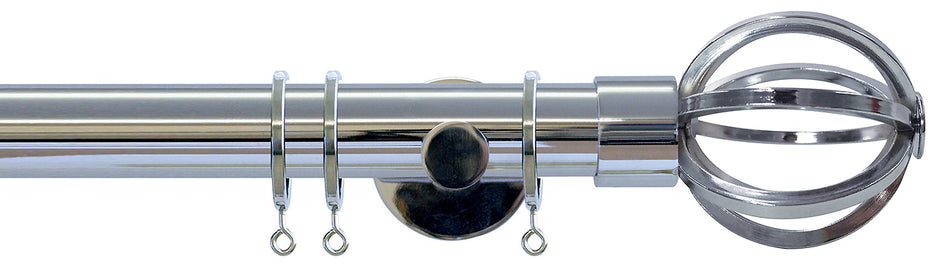 Jones Strand 35mm Curtain Pole Chrome, Cage