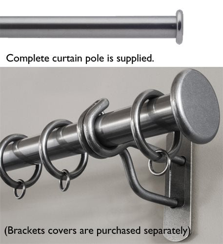 Bradley Steel Curtain Pole Polished, Standard Stud