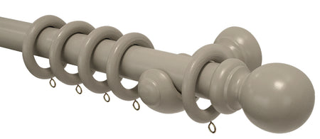 Renaissance Standard 28mm Wooden Curtain Pole, Ball, Grey