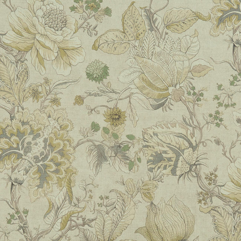 Clarke & Clarke Castle Garden Sissinghurst Citron_Natural Fabric