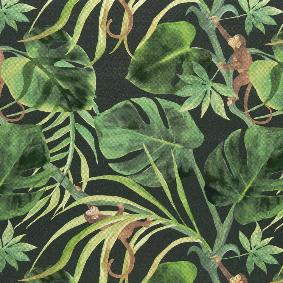 Clarke & Clarke Exotica 2 Monkey Business Charcoal Fabric