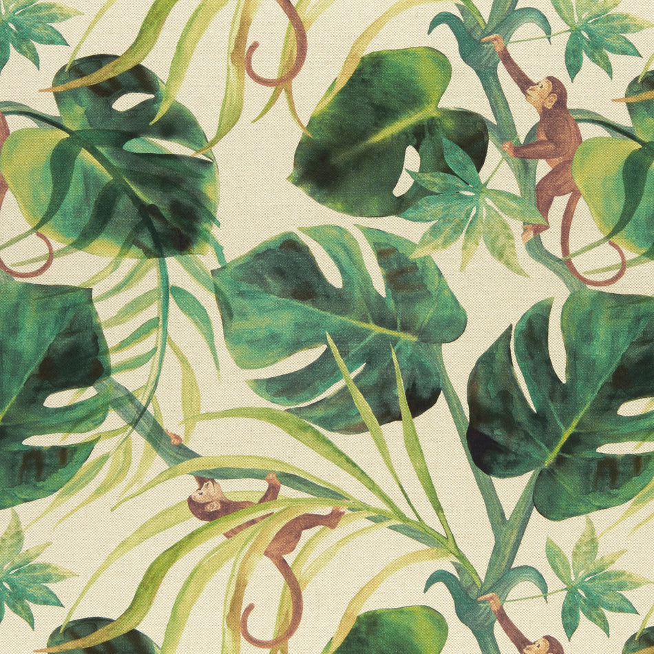 Clarke & Clarke Exotica 2 Monkey Business Natural Fabric