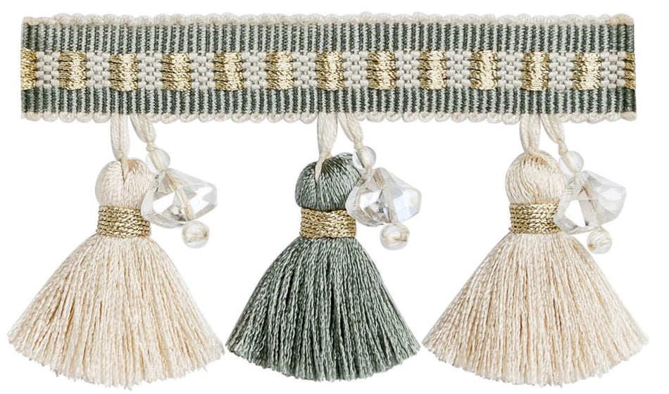 JLS Astral Tassel & Crystal Fringe, Duck Egg