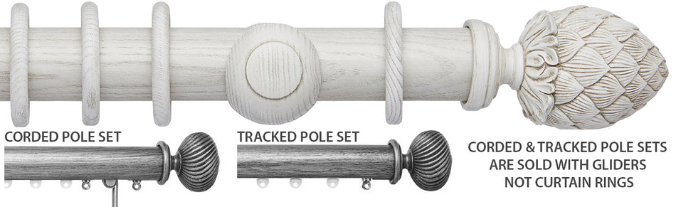 Ashbridge 45mm Corded/Tracked Pole, Parchment White, Botanical